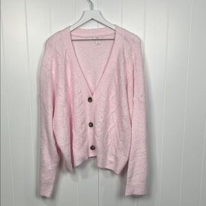 Auden Womens Cardi 2X Pale Pink Cable Knit Button Down Loungewwear/Sleepwear NWT